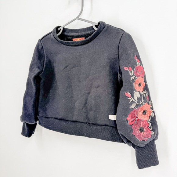 7 For All Mankind Red and Black Sweater with Floral Design - Picture 2 of 4